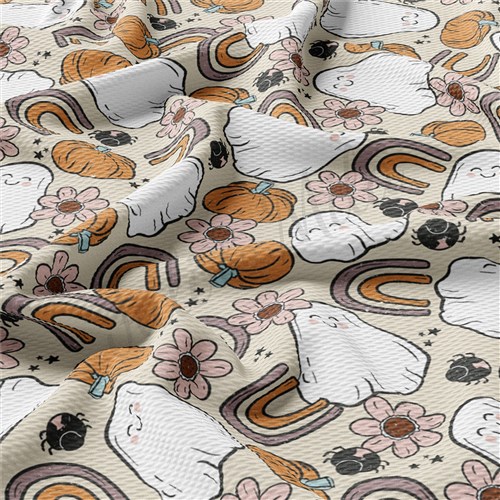 Halloween Fall Ghosts Printed Liverpool Fabric AA958 & Get a Free $89.99 Embroidery Bundle