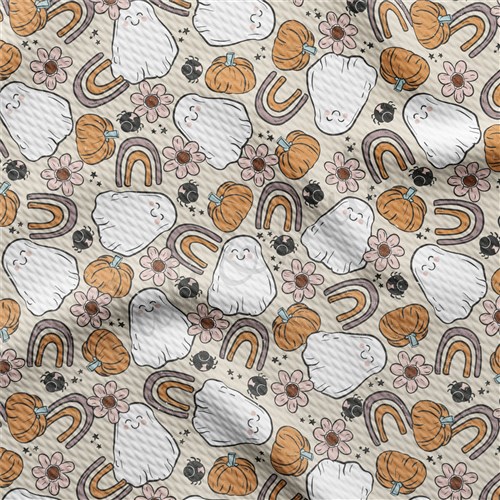Halloween Fall Ghosts Printed Liverpool Fabric AA958 & Get a Free $89.99 Embroidery Bundle