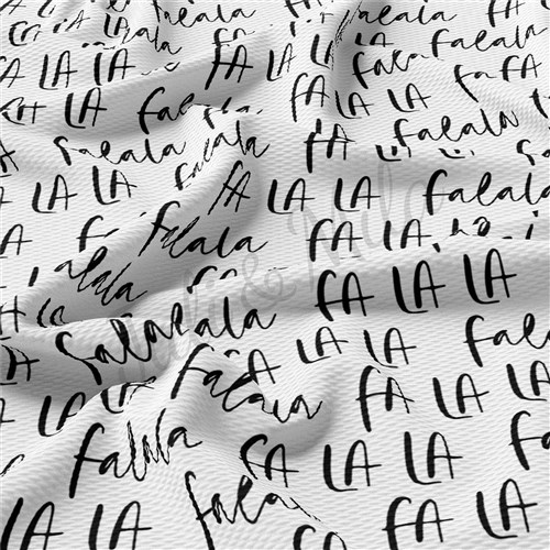 Christmas Fa la la Printed Liverpool Bullet Textured Stretch Solid Strip Thick Knit Jersey Fabric