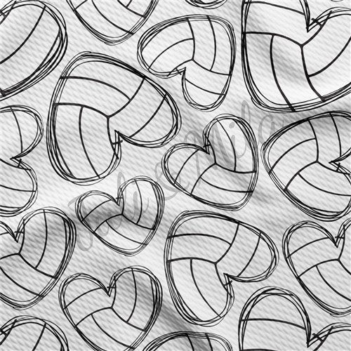 Volleyball Hearts Printed Liverpool Bullet Textured Stretch Solid Strip Thick Knit Jersey Fabric