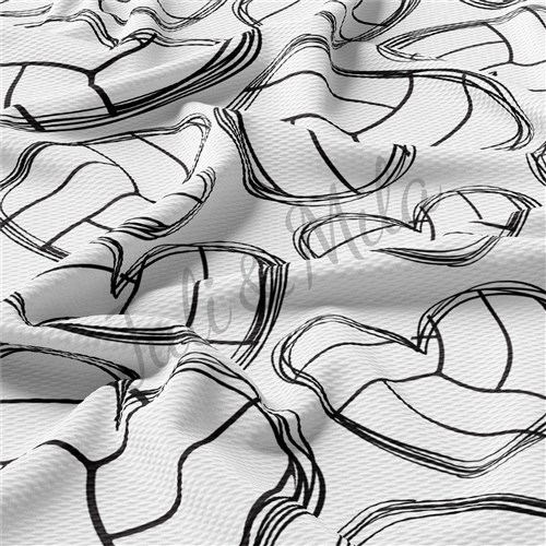 Volleyball Hearts Printed Liverpool Bullet Textured Stretch Solid Strip Thick Knit Jersey Fabric