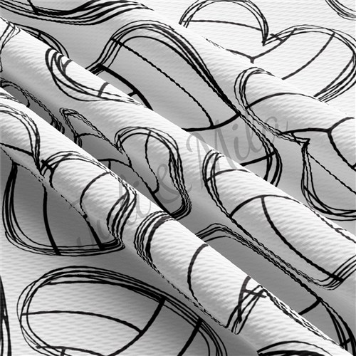 Volleyball Hearts Printed Liverpool Bullet Textured Stretch Solid Strip Thick Knit Jersey Fabric