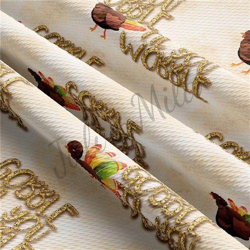 Thanksgiving Printed Liverpool Bullet Textured Stretch Solid Strip Thick Knit Jersey Fabric