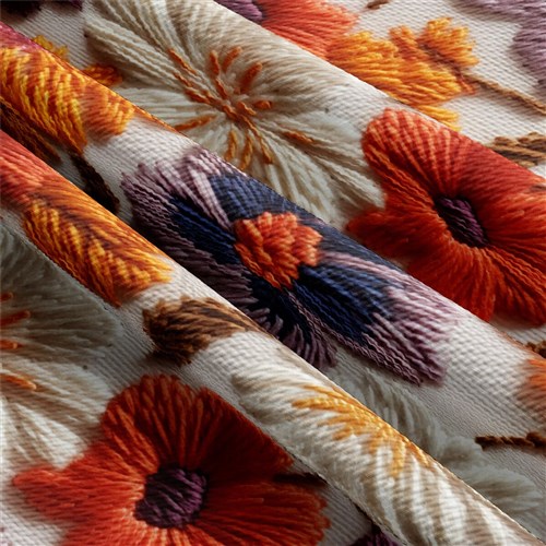 flowers Embroidery Liverpool Bullet Textured Stretch Solid Strip Thick Knit Jersey Fabric