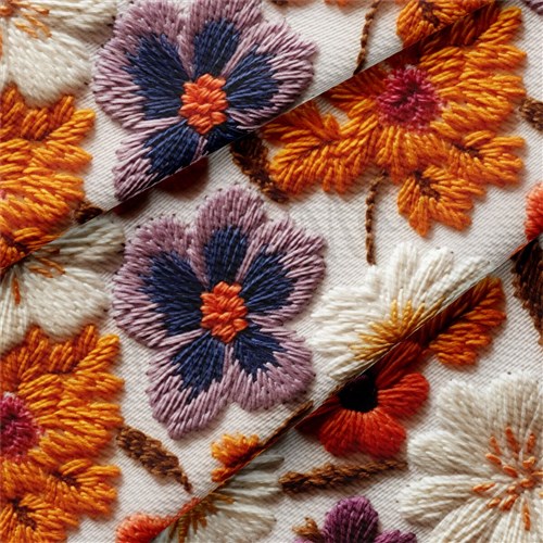 flowers Embroidery Liverpool Bullet Textured Stretch Solid Strip Thick Knit Jersey Fabric