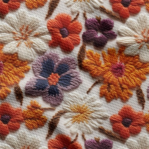 flowers Embroidery Liverpool Bullet Textured Stretch Solid Strip Thick Knit Jersey Fabric