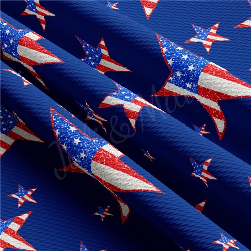 Patriotic 4th of July TBP102 Liverpool Bullet Textured Stretch Solid Strip Thick Knit Jersey Fabric