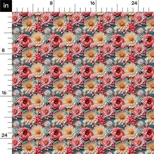 Floral flowers Embroidery Liverpool Bullet Textured Stretch Solid Strip Thick Knit Jersey Fabric