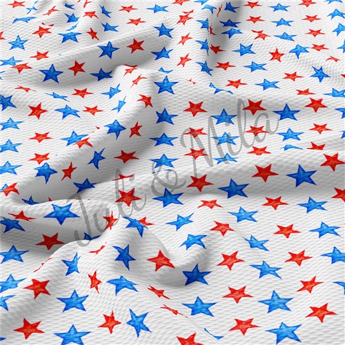 Patriotic 4th of July Printed Liverpool  Stretch Solid USA Flag (PT & Get a Free $89.99 Embroidery Bundle