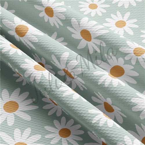 Daisy Floral Printed Liverpool Bullet Textured Stretch Solid Strip Thick Knit Jersey Fabric