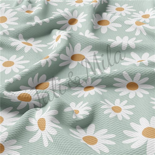 Daisy Floral Printed Liverpool Bullet Textured Stretch Solid Strip Thick Knit Jersey Fabric