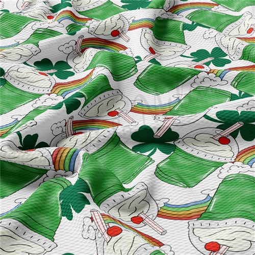 St. Patrick's Day Printed Liverpool Bullet Textured Stretch Solid Strip Thick Knit Jersey Fabric