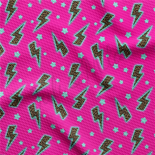 Lighting Thunder Printed Liverpool Bullet Textured Stretch Solid Strip Thick Knit Jersey Fabric