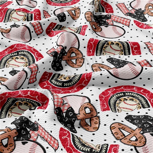 Baseball Printed Liverpool 4 Way Fabric AA1369 & Get a Free $89.99 Embroidery Bundle