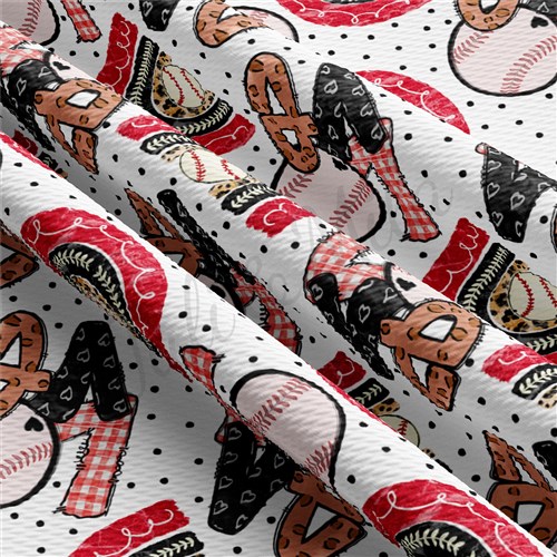 Baseball Printed Liverpool 4 Way Fabric AA1369 & Get a Free $89.99 Embroidery Bundle