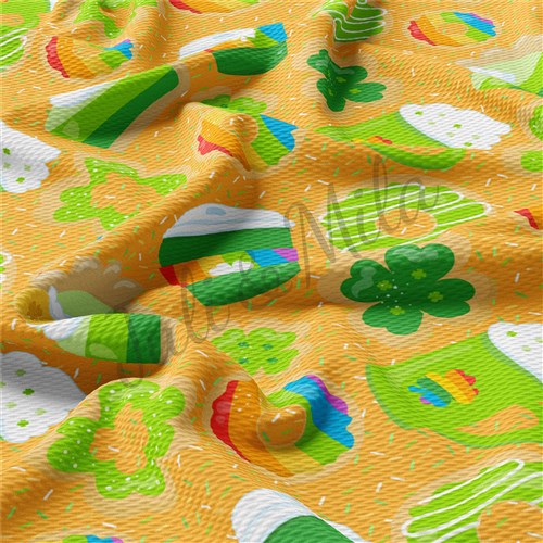 St. Patrick's Day Printed Liverpool Bullet Textured Stretch Solid Strip Thick Knit Jersey Fabric