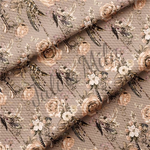 Printed Floral Liverpool Fabric Keys&roses(F48) & Get a Free $89.99 Embroidery Bundle