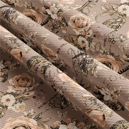 Printed Floral Liverpool Fabric Keys&roses(F48) & Get a Free $89.99 Embroidery Bundle