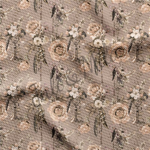 Printed Floral Liverpool Fabric Keys&roses(F48) & Get a Free $89.99 Embroidery Bundle