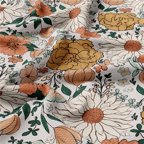 Floral Printed Liverpool Bullet Textured Stretch Solid Strip Thick Knit Jersey Fabric