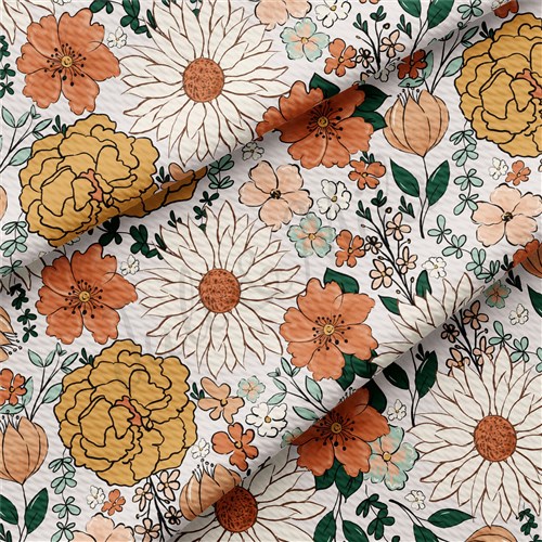 Floral Printed Liverpool Bullet Textured Stretch Solid Strip Thick Knit Jersey Fabric