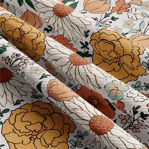 Floral Printed Liverpool Bullet Textured Stretch Solid Strip Thick Knit Jersey Fabric