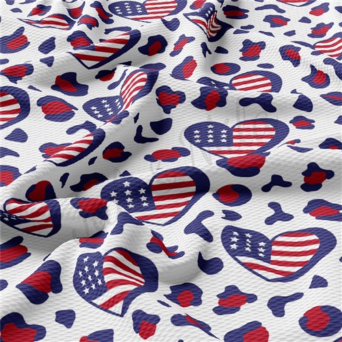 Patriotic 4th of July AA1355 Liverpool Bullet Textured Stretch Solid Strip Thick Knit Jersey Fabric