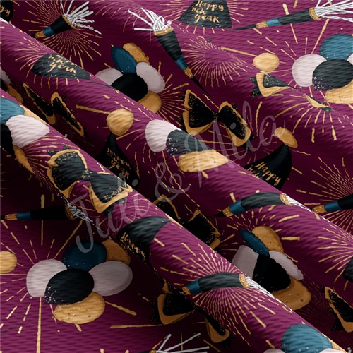 New Years Eve Printed Liverpool Bullet Textured Stretch Solid Strip Thick Knit Jersey Fabric