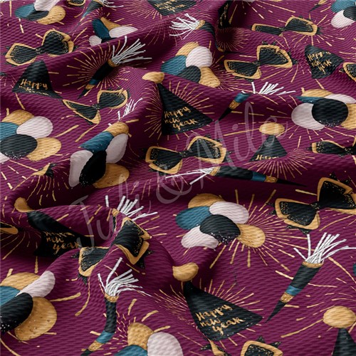 New Years Eve Printed Liverpool Bullet Textured Stretch Solid Strip Thick Knit Jersey Fabric