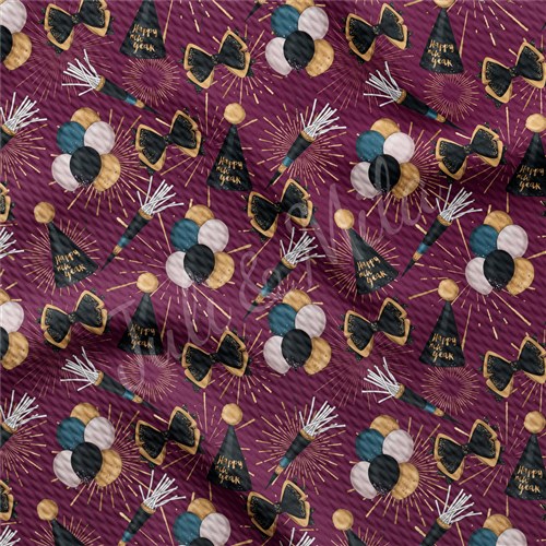 New Years Eve Printed Liverpool Bullet Textured Stretch Solid Strip Thick Knit Jersey Fabric