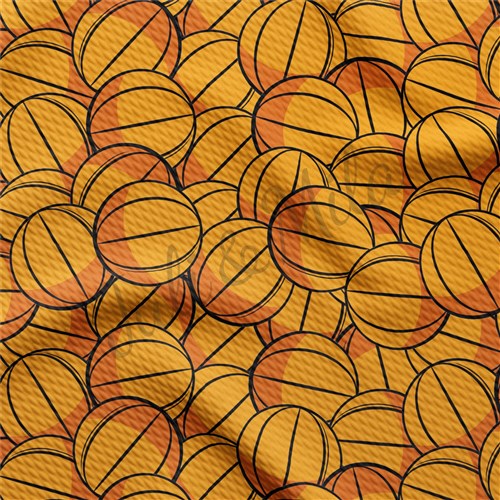 Basketball Printed Liverpool Bullet Textured Stretch Solid Strip Thick Knit Jersey Fabric