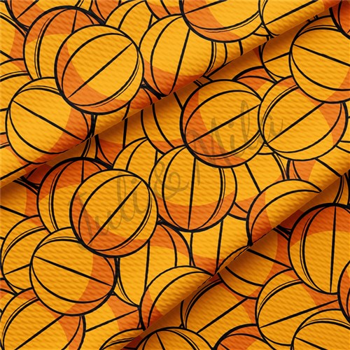 Basketball Printed Liverpool Bullet Textured Stretch Solid Strip Thick Knit Jersey Fabric