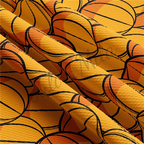Basketball Printed Liverpool Bullet Textured Stretch Solid Strip Thick Knit Jersey Fabric
