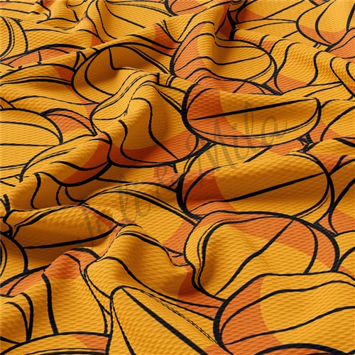 Basketball Printed Liverpool Bullet Textured Stretch Solid Strip Thick Knit Jersey Fabric