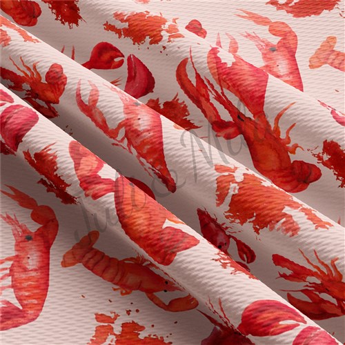 Crawfish Printed Liverpool Bullet Textured Stretch Solid Strip Thick Knit Jersey Fabric