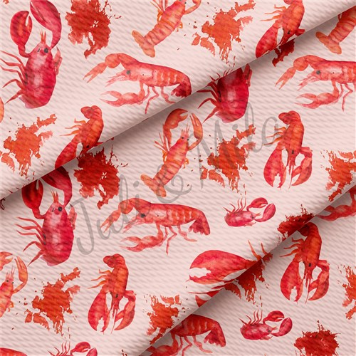 Crawfish Printed Liverpool Bullet Textured Stretch Solid Strip Thick Knit Jersey Fabric