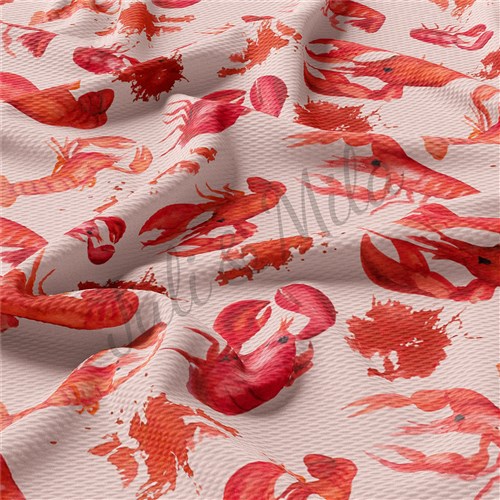 Crawfish Printed Liverpool Bullet Textured Stretch Solid Strip Thick Knit Jersey Fabric