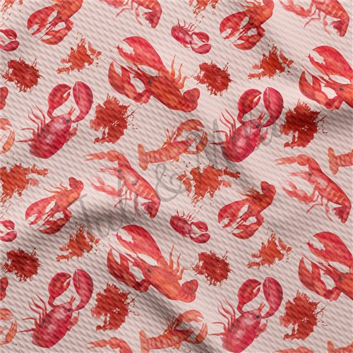 Crawfish Printed Liverpool Bullet Textured Stretch Solid Strip Thick Knit Jersey Fabric