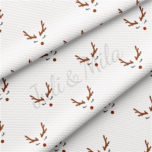 Christmas Reindeer Nose Liverpool Bullet Textured Stretch Solid Strip Thick Knit Jersey Fabric