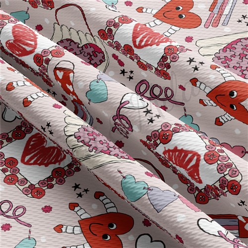 Valentine's Day Printed Liverpool Bullet Textured Stretch Solid Strip Thick Knit Jersey Fabric