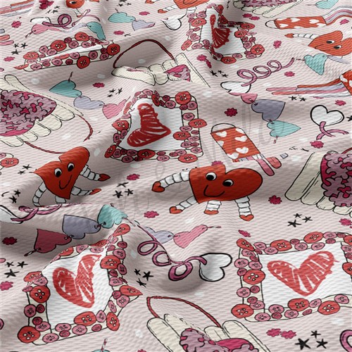 Valentine's Day Printed Liverpool Bullet Textured Stretch Solid Strip Thick Knit Jersey Fabric