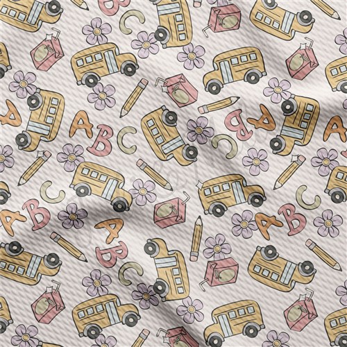 Back to School Printed Liverpool Bullet Textured Stretch Solid Strip Thick Knit Jersey Fabric