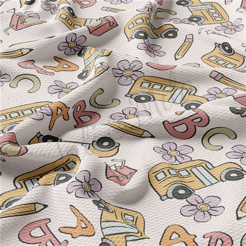 Back to School Printed Liverpool Bullet Textured Stretch Solid Strip Thick Knit Jersey Fabric