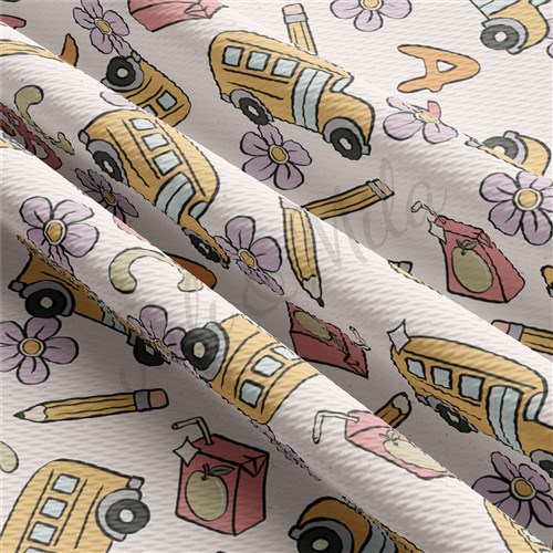 Back to School Printed Liverpool Bullet Textured Stretch Solid Strip Thick Knit Jersey Fabric