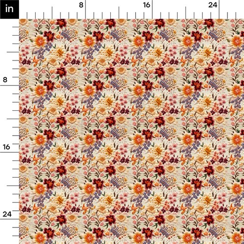 Floral flowers Embroidery Liverpool Bullet Textured Stretch Solid Strip Thick Knit Jersey Fabric