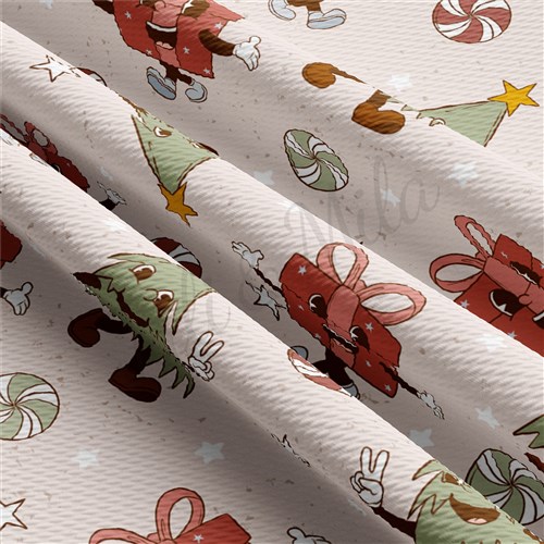 Christmas Printed Liverpool Bullet Textured Stretch Solid Strip Thick Knit Jersey Fabric