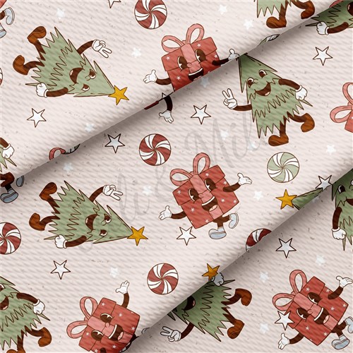 Christmas Printed Liverpool Bullet Textured Stretch Solid Strip Thick Knit Jersey Fabric