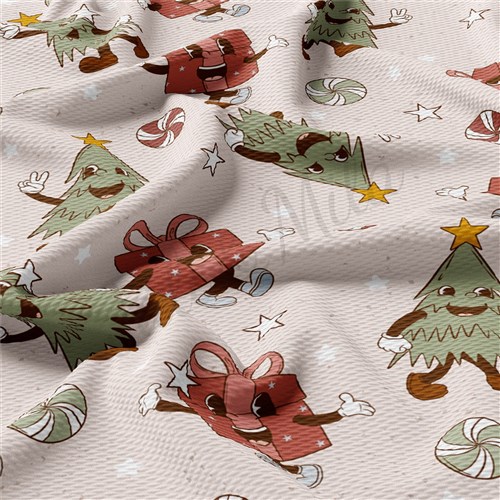Christmas Printed Liverpool Bullet Textured Stretch Solid Strip Thick Knit Jersey Fabric