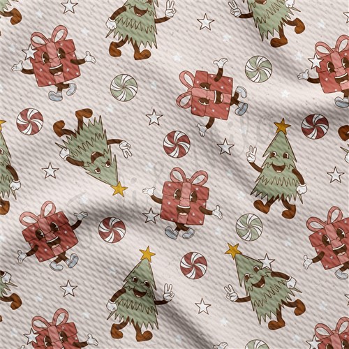 Christmas Printed Liverpool Bullet Textured Stretch Solid Strip Thick Knit Jersey Fabric
