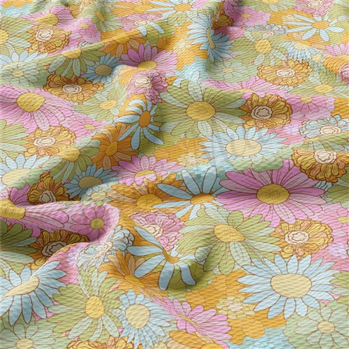 Floral Printed Liverpool Bullet Textured Stretch Solid Strip Thick Knit Jersey Fabric
